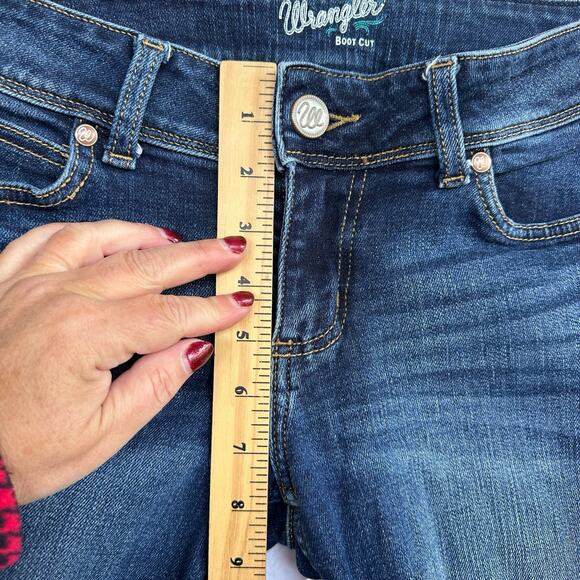 Wrangler Bootcut Jeans Women Sz 3/34 Dark Denim Low Rise Western Cowgirl Classic - Picture 6 of 11